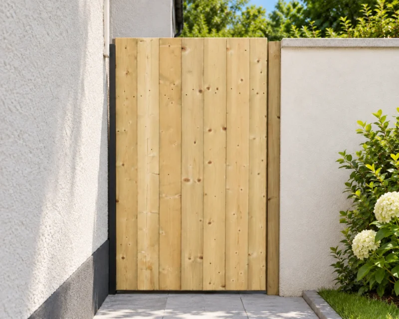 Straight top wooden side gate, pressure treated timber